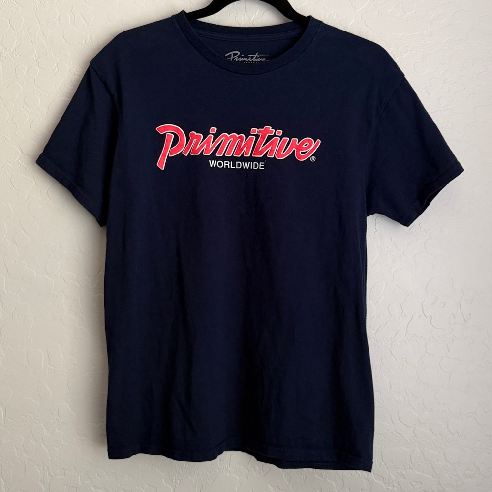 Primitive Men's Graphic Logo Crew Neck Short Sleeve Cotton Tee Navy Medium
